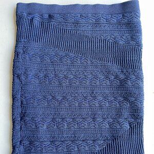 Crochet Knit Blue Mini Skirt M Lined Textured Mermaidcore 19" Rachel Rachel Roy